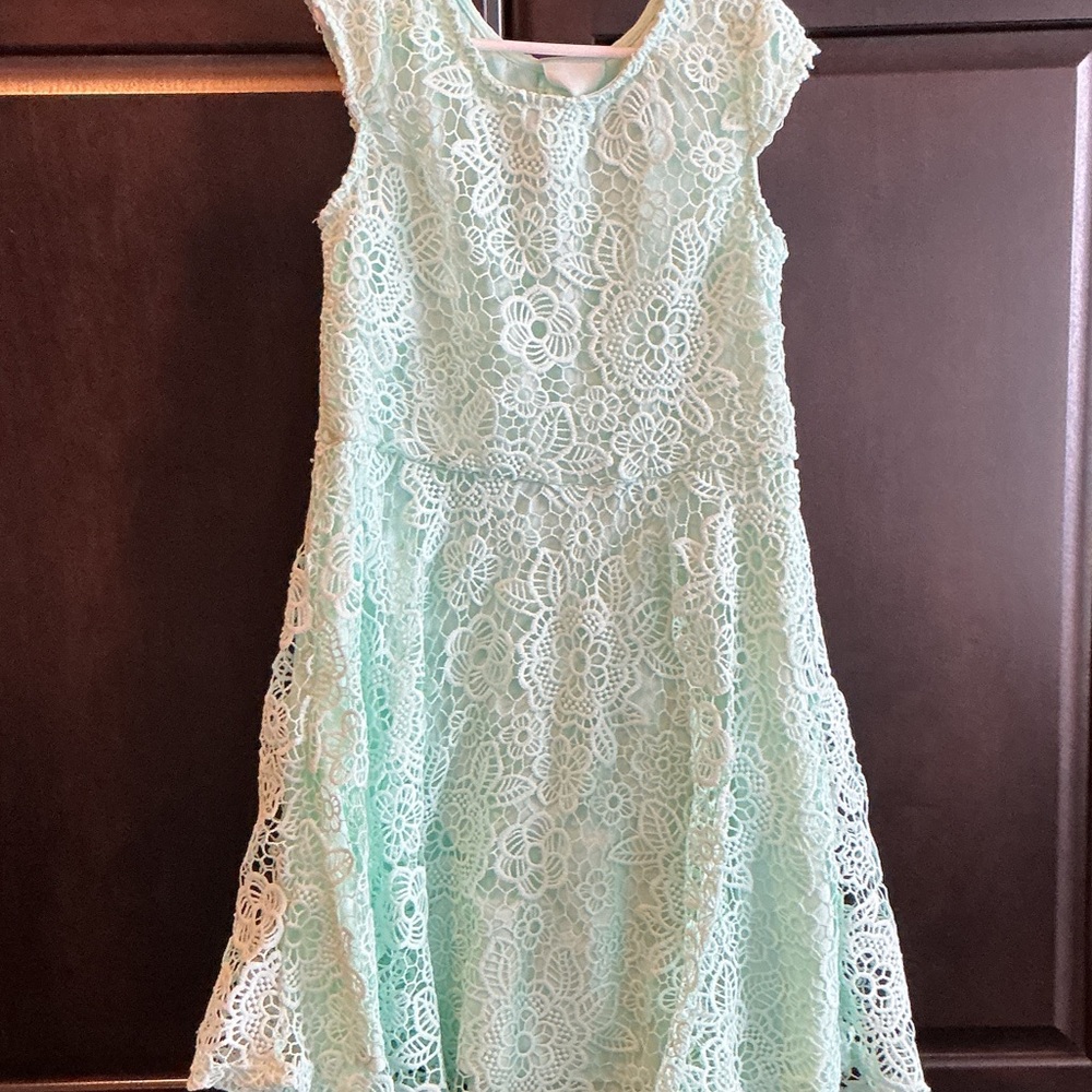 Charming Mint Lace Kids Dress
